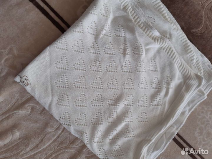 Плед детский вязаный на выписку