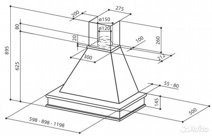 Вытяжка faber 110.0309.606 ranch 120 WH SC H-EP, корпус белый