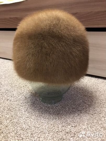 Шапка норковая бежевая