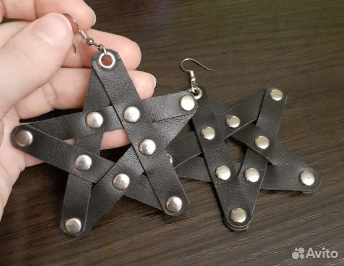 Серьги из натуральной кожи