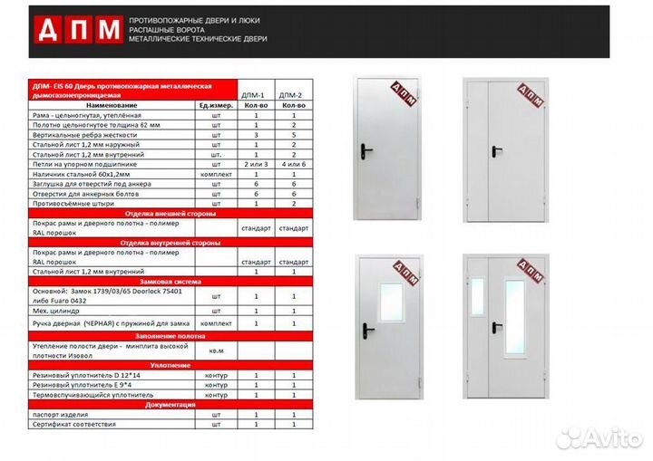 Дверь противопожарная 2080*970 наличие