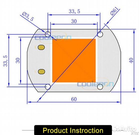 Фитодиод Полного спектра (красный+синий) 220В.50W