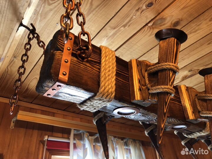 Люстра деревянная под старину
