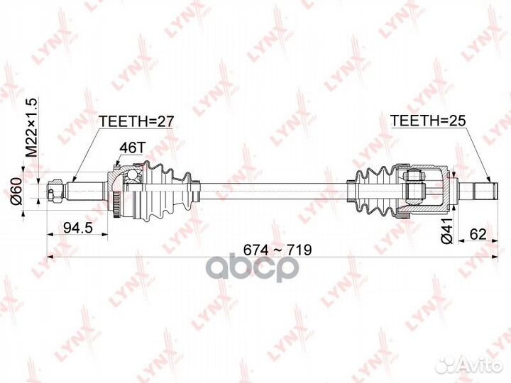 CD1052A привод левый Hyundai i30, KIA Ceed 1.4