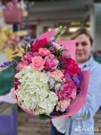 Букет розы гортензия букет цветов