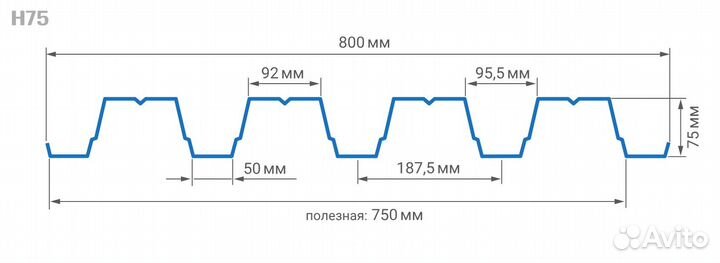 Профнастил оцинкованный Н75