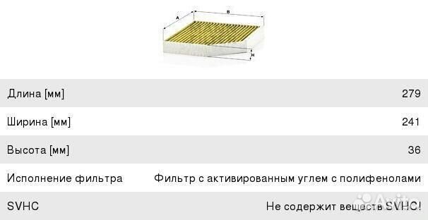 Фильтр воздушный салона audi A4, A5, Q5 (08) mann