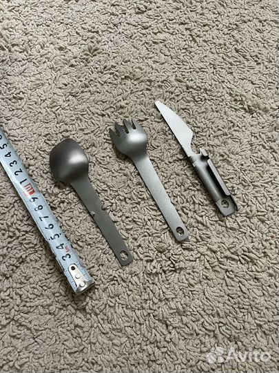 Набор титановый: ложка вилка нож Ti artisan