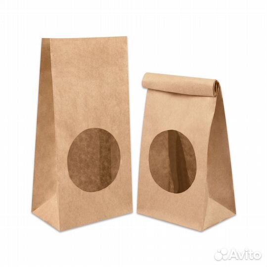 Крафт пакет ламинированный с окном 7 см с прямоуг