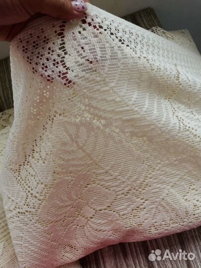 Тюль кремовый плотный