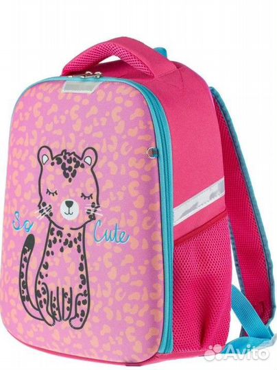 Новый Рюкзак школьный school 1 розовый с леопардом