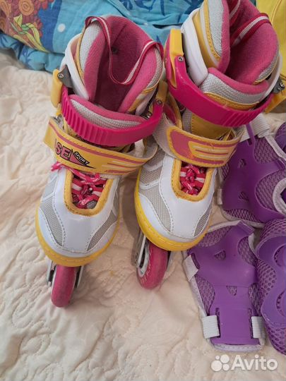Роликовые коньки детские раздвижные с защитой