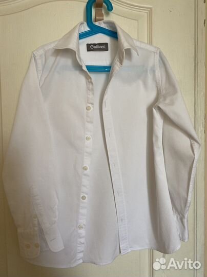 Рубашка белая детская на мальчика 140 размер