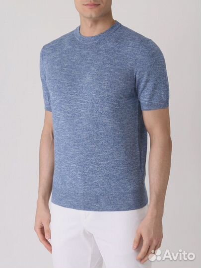 Футболка из хлопка и льна Canali