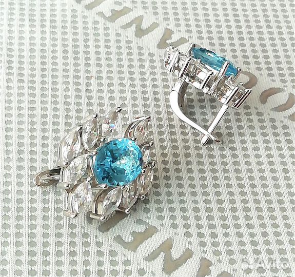 Серьги серебро гол.топаз С130