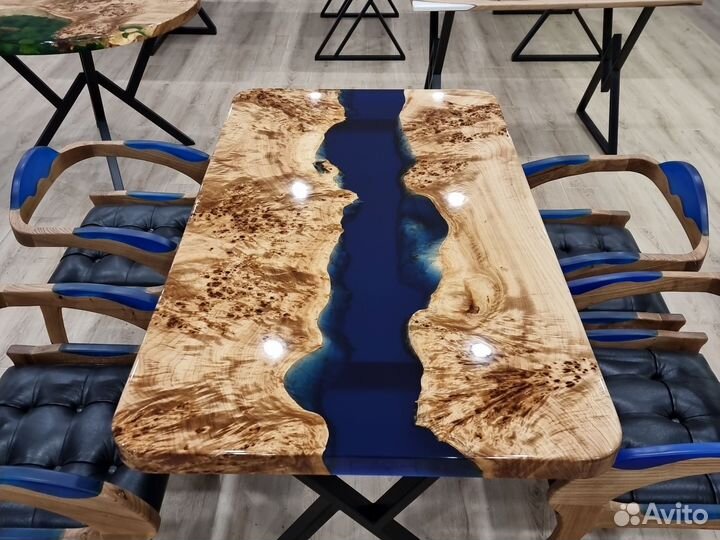 Стол из смолы, стол река, стол из эпоксидной смолы