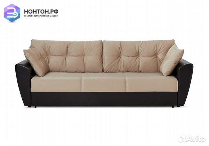 Диван еврокнижка Мадейра Lux бежевый / коричневый