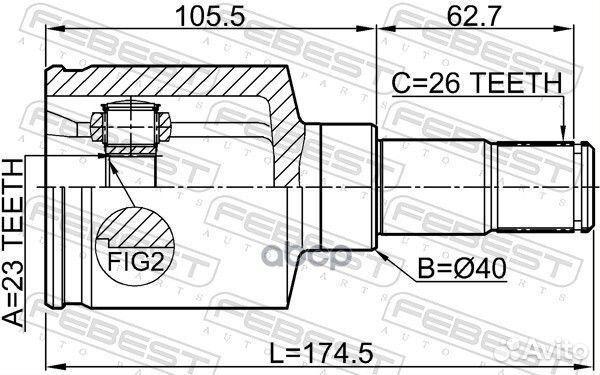 Шрус внутренний левый 23x40x26 Ford Focus CB4 0