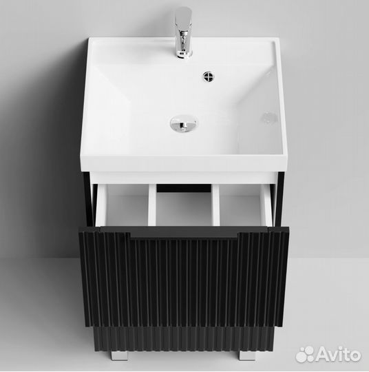 Тумба с раковиной Дольчи 50см напольный, черный