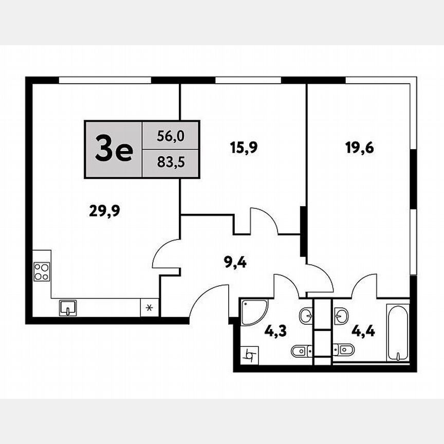 2-к. квартира, 83,5 м², 31/35 эт.