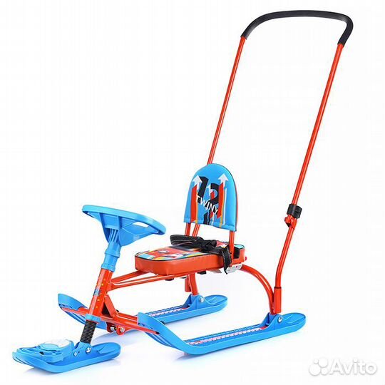 Новый Снегокат со спинкой и ручкой толкателем TW2+