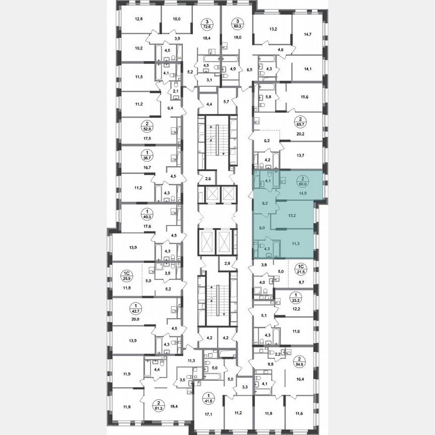 2-к. квартира, 60 м², 15/20 эт.