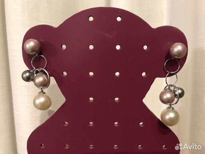 Серьги из серебра 925 пробы с жемчугом Majorica