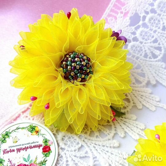 Хризантемы. Резинки для волос