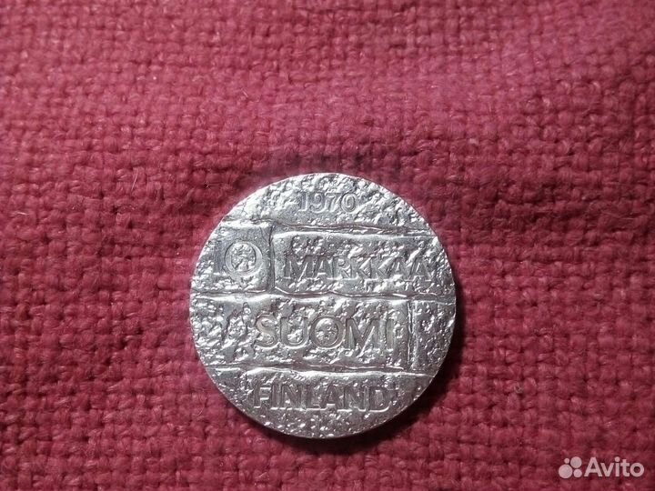 Финляндия монета /10 марок 1970 год/XF. Серебро