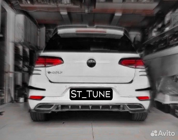 Диффузор на задний бампер 7 ребер