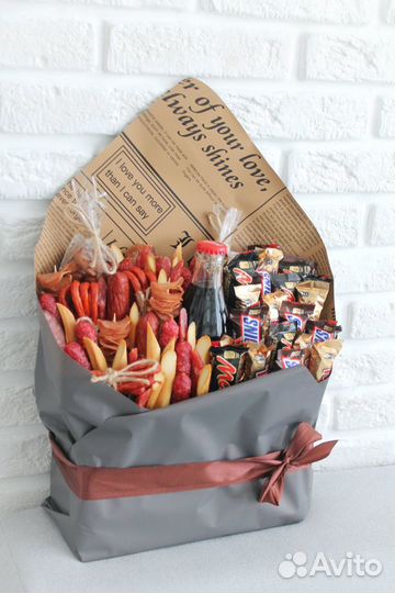 Мужские букеты из сыра/колбасы/рыбы/съедобные