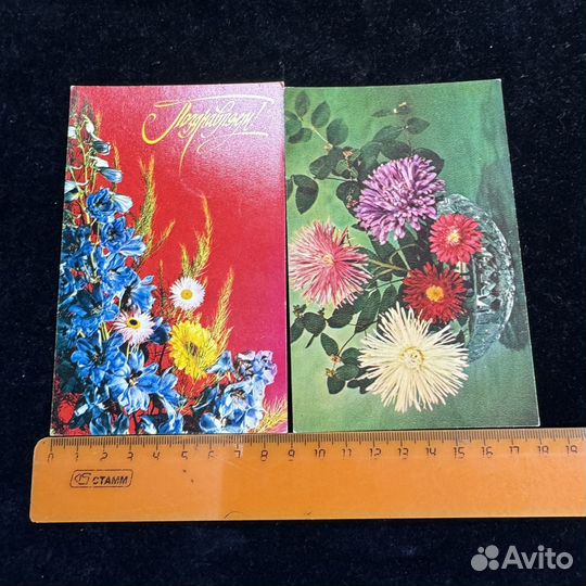Открытки 100 шт цветы комплект набор поздравление