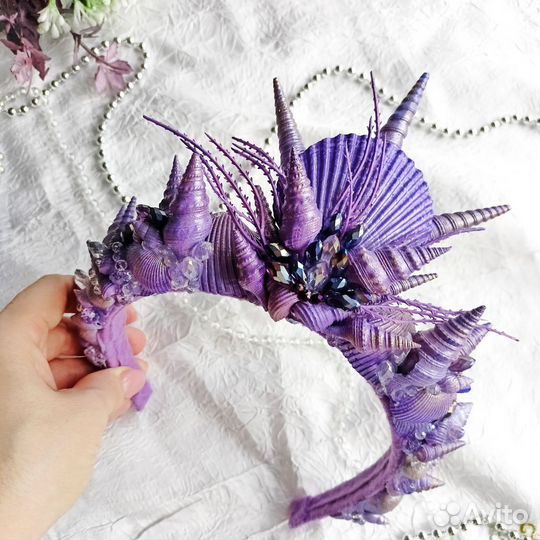 Морская корона ободок с ракушками