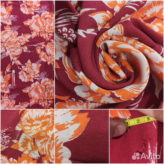 Шелк натуральный, вискоза, хлопок отрезы 1,5-4,2м