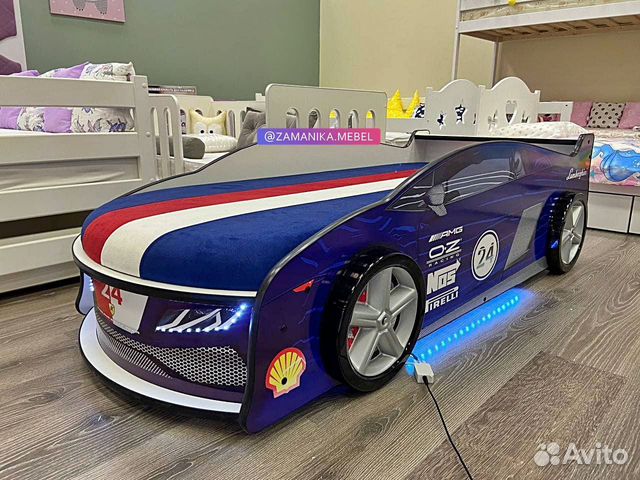 Детская кровать машина с матрасом