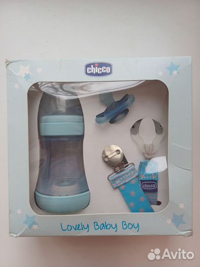 Набор бутылочка и пустышка с держателем chicco