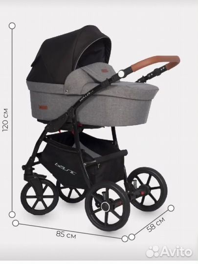 Коляска Riko Basic Bella Lux 2 в 1 серая