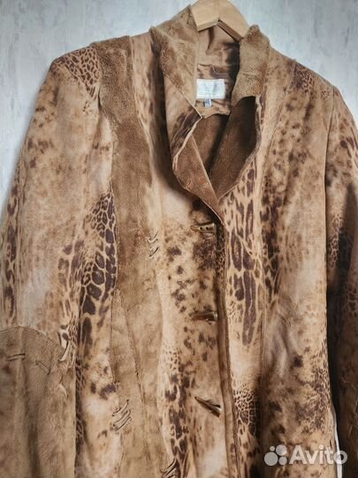 Пальто женский плащ дубленка принт