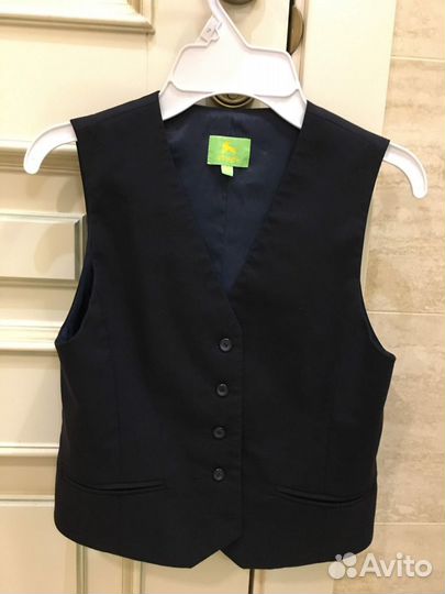 Жилет синий школьный на подкладке для девочки 140