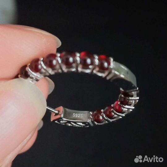 Серебряные серьги 925 с гранатом