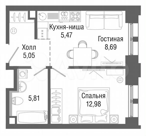 1-к. квартира, 37,9 м², 19/43 эт.