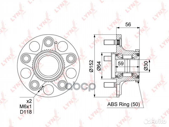 Ступица колеса зад прав/лев WH1152 lynxauto