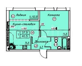 1-к. квартира, 40,5 м², 3/5 эт.