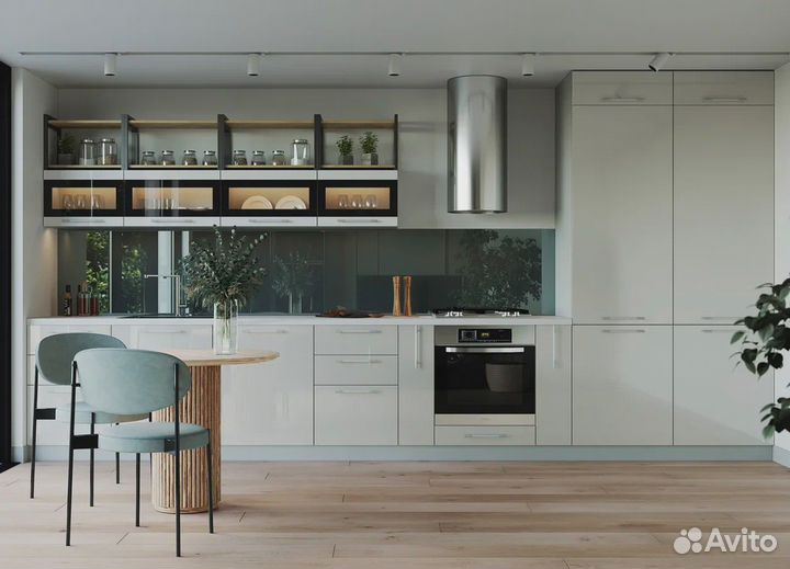 Кухня с глянцевыми фасадами