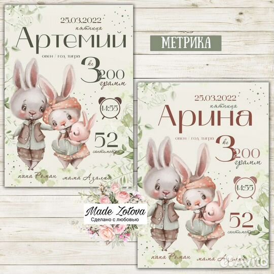 Метрика, карточки для фотосессии