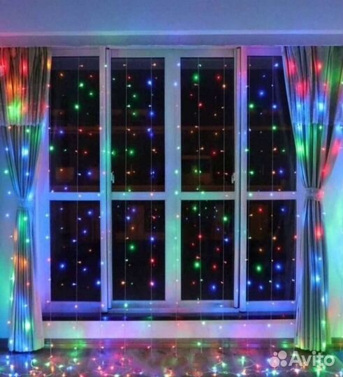 Гирлянда штора 3м2м мультиколор