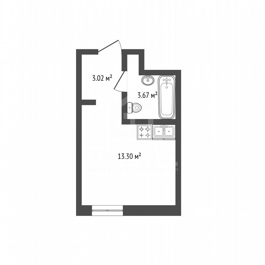 Апартаменты-студия, 20 м², 9/13 эт.