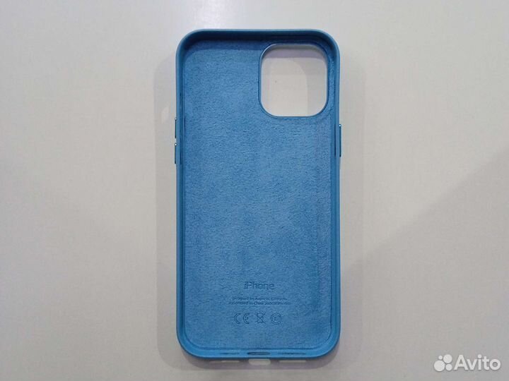Кожаный чехол на iPhone 12 Pro Max Голубой