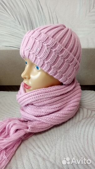 Комплект шапка и шарф длинный