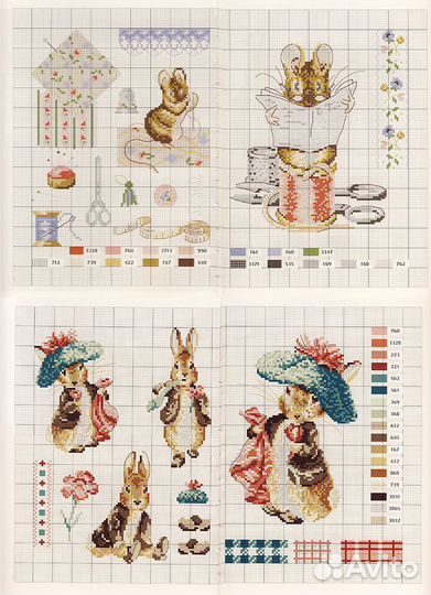Схемы вышивки из сказок кролик Питер, бельчонок и